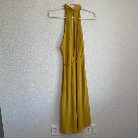 Reformation Womens Small High Neck Keyhole Sleeveless Mini Wrap Dress Yellow - Picture 1 of 11
